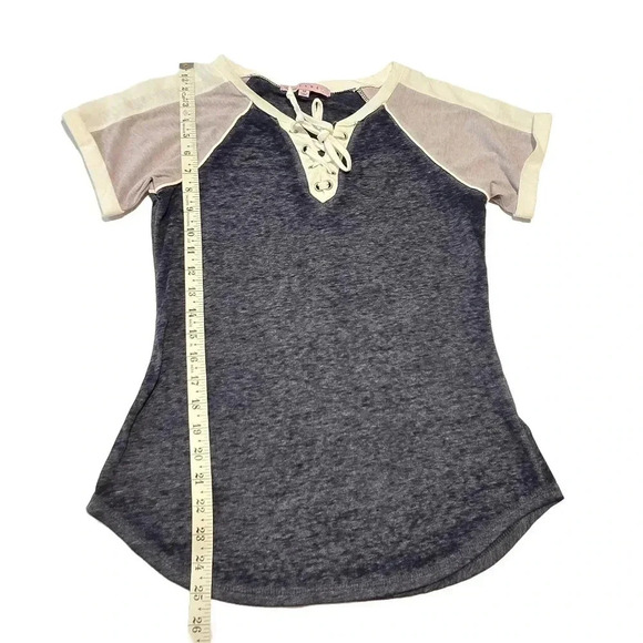 Navy and White Lace-Up Casual Top - Picture 7 of 10